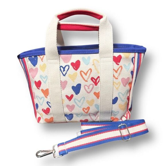 Brighton Mini Tote Canvas Hearts Satchel Crossbody Strap “LOVE” NWT - Picture 5 of 14